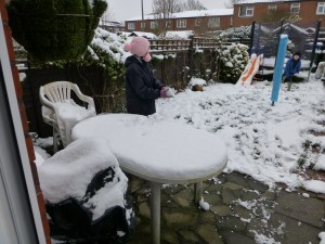 Playing in the snow.