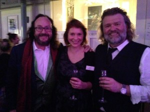 Snuggling close to the very slim Hairy Bikers.
