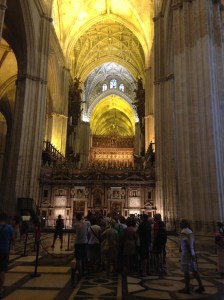 Inside the Seville Cathedral. Even if you're not religious it's an amazing place...loads of gold though.