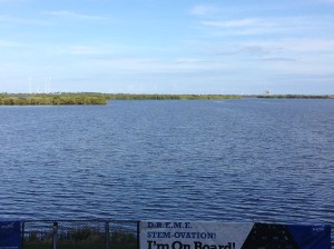 Look carefully. One launch pad is on the left, and one is on the right.