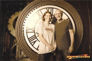 "Great Scott!!" It's Christopher Lloyd and me in front of the clock.