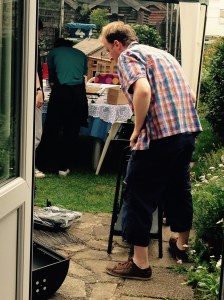 Mark and the kids putting together the new BBQ with lightning speed.