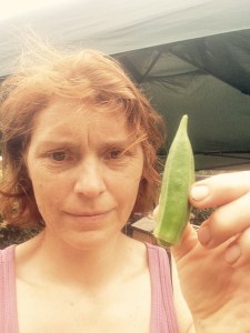 My first Okra baby. I'm so proud!!