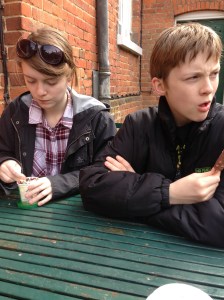 A well deserved ice cream for the kids and a coffee for me.