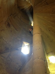 Up the spiral staircase to the tower at the top.